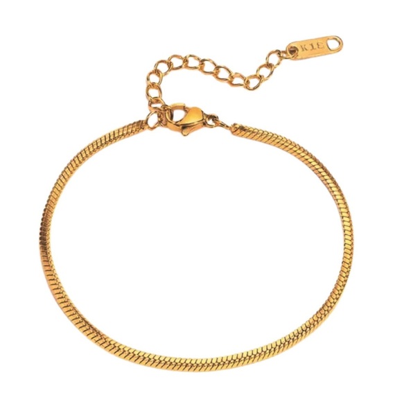 18k Gold Plated Flex Snake Herringbone Chain Bracelet - Picture 1 of 1